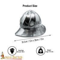 15th century Burgundian kettle helmet for medieval reenactment combat armour