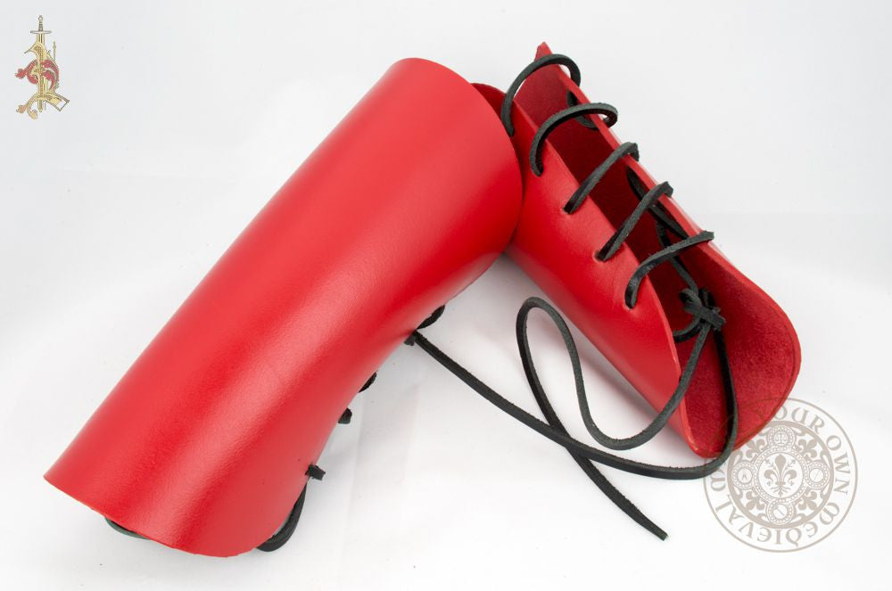 Red Leather Archery Bracers - Veg Tan Leather (Pair)