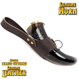 Australia Drinking horn with brown leather belt holder