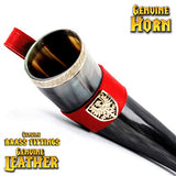 Australia Drinking horn with red leather belt holder