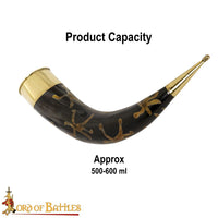 Australian drinking horn with thick brass decoration