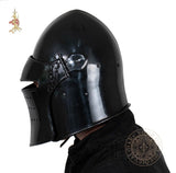 Black 14th century medieval helmet