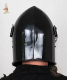 Black 15th century medieval helmet with movable visor