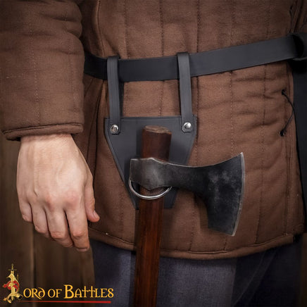 Black Leather Viking axe holder for belt