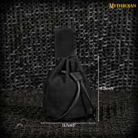 Black Suede leather pouch with drawstring