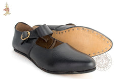 Black Ladies Renaissance leather shoes with buckle