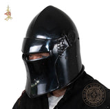 Blackened 15th century medieval helmet reproduction