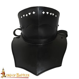 Bevor with back plate and adjustable face (15th century) - Blackened