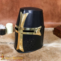 Black medieval great helm