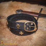 Black leather Norman crusader medieval belt