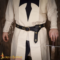 Black leather crusader medieval belt