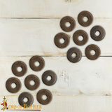 Brass washers 8mm wide 3mm hole for Medieval blacksmithing, leather and armour making
