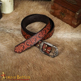 Brown medieval belt with embossed decorative design
