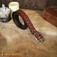 Brown middle ages belt with leaf and vine design
