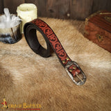 Brown middle ages belt with leaf and vine design