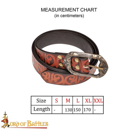 Brown renaissance belt with nature design motif