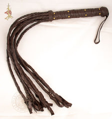 Cat o' Nine Tails Leather Whip in Brown leather