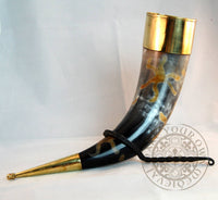 Large Brass Capped Drinking Horn (13"-15")