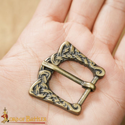 Celtic belt buckle with scroll knotwork for historical costume and clothing