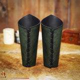 Celtic design Bracers armour in green leather