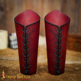 Celtic design Bracers armour in red leather