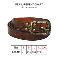 Celtic design belt made from brown leather