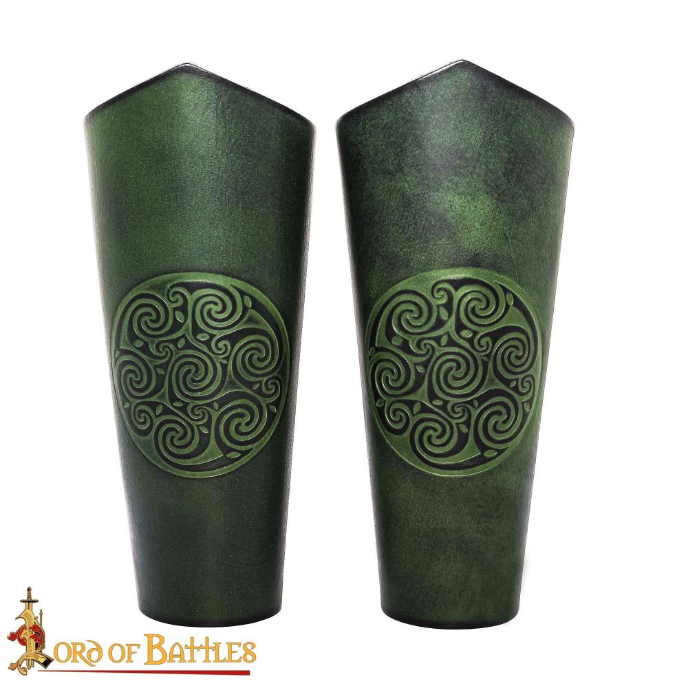 Celtic Leather Bracers - Green