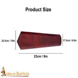 Celtic design leather Bracers in red leather