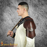 Celtic shoulder armour made from brown leather