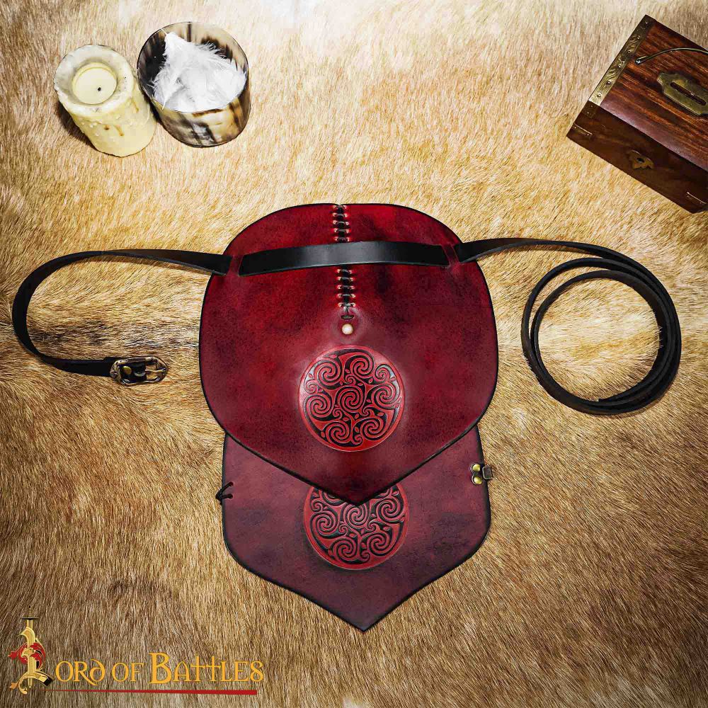 Spaulde Celtic Circle Leather Spaulder Armour - Red| Make Your Own Medieval