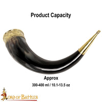 Ceremonial Scandinavian drinking horn with brass fittings