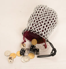 Chain mail dice bag medieval themed roleplaying game gift