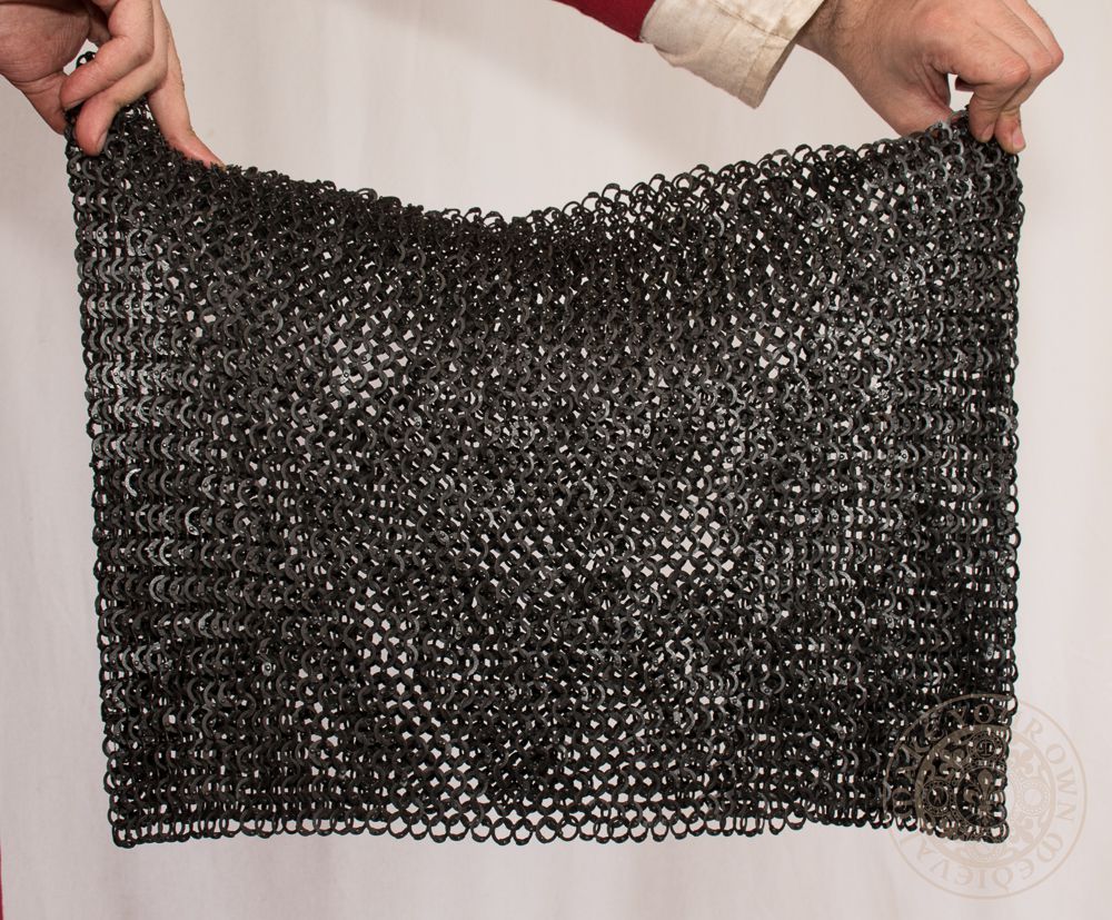 Chainmail Skirt Flat Wedge Riveted 9mm 18g Blackened Ring