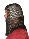 Chainmail coif made from black butted rings 10mm 16g 1401BK