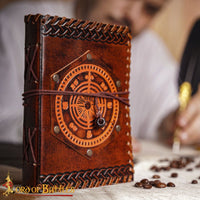 Compass nautical themed leather diary with decorative edge