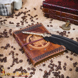 Compass sailing themed leather diary with decorative edge