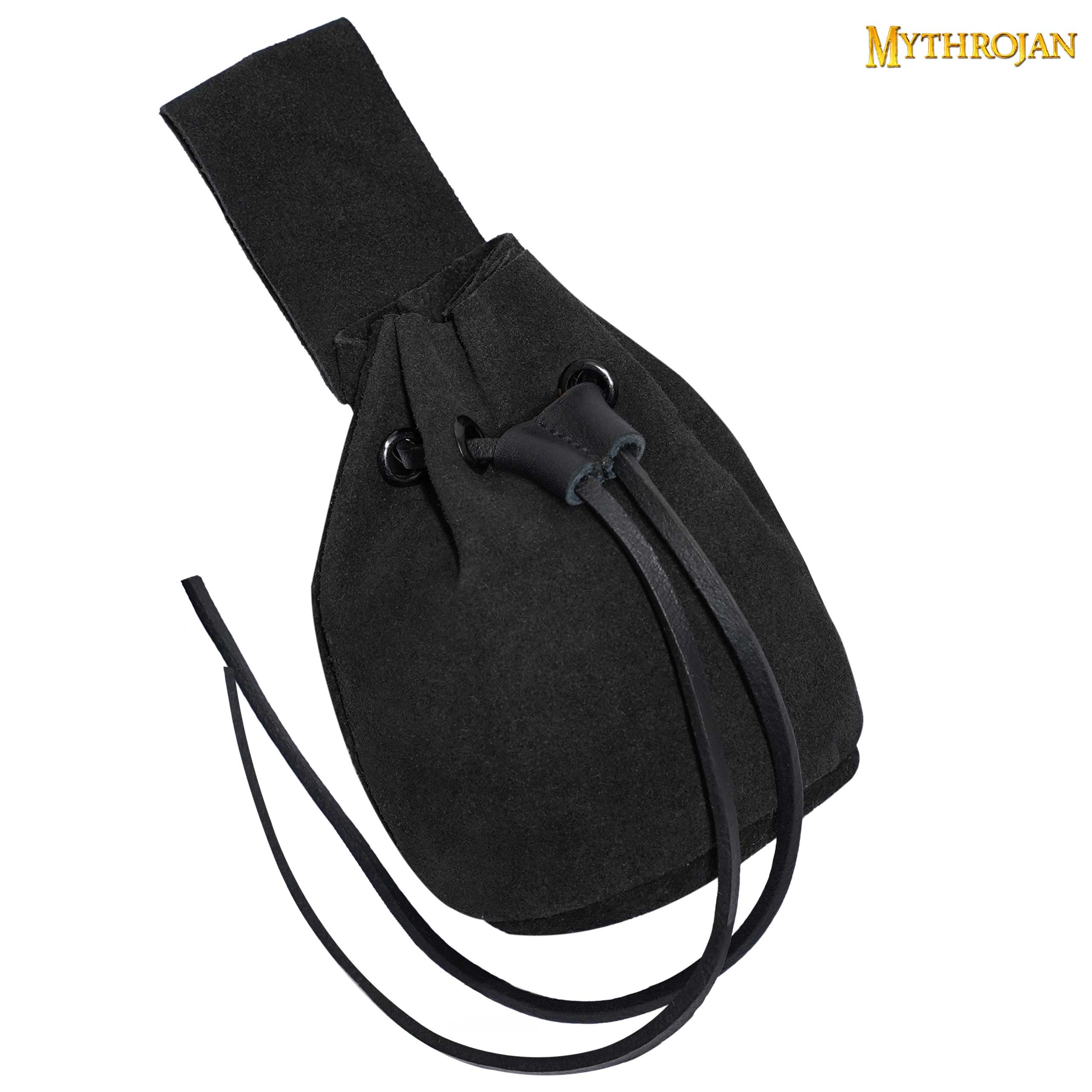 Costume suede leather pouch with drawstring