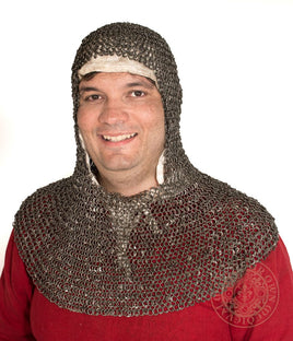 Crusader chain mail coif Medieval armour 8mm 18g riveted rings