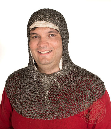 Crusader chain mail coif Medieval armour 8mm 18g riveted rings