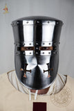 Crusader helm for historical reenactment combat armor