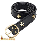 Crusader knights Templar Medieval belt in black leather with maltese cross mounts