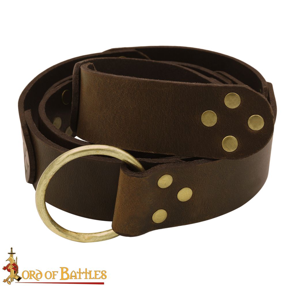 SCA Medieval / Renaissance Ring Belt With Rivets - Dark Brown