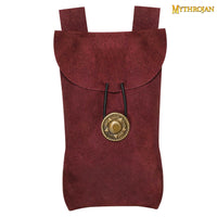 Dark red leather suede medieval bag