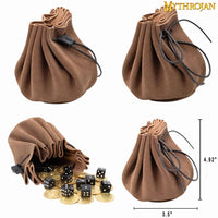 Drawstring Dice Bag made from brown leather