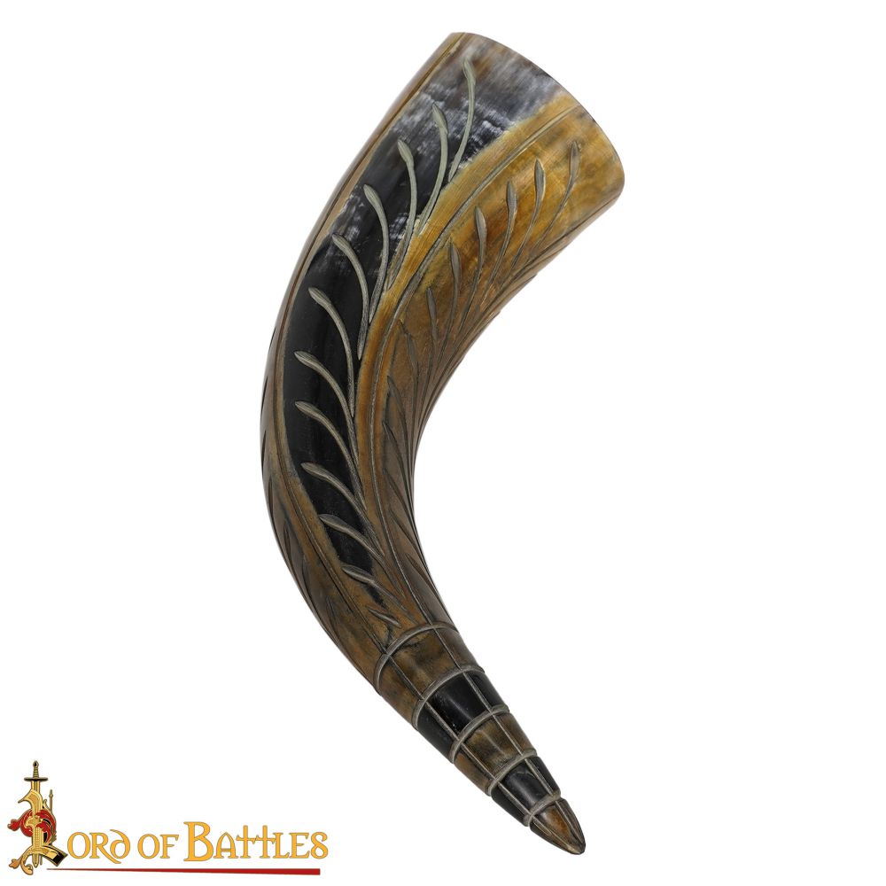 Large Carved Drinking Horn 30.5-38cm (12'-15")