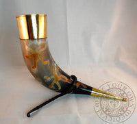 Large Brass Capped Drinking Horn (13"-15")