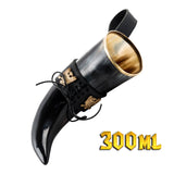 Drinking horn black leather belt holder