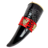 Drinking horn red leather belt holder