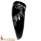 Drinking horn with carved Stag design