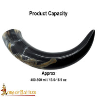 Drinking horn with carved flower design